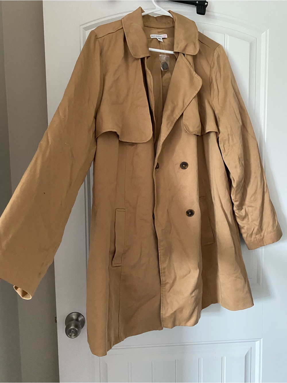 Isaac Mizrahi Tan Double-Breasted Trench Coat